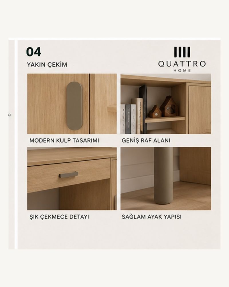 ZIRO KİTAPLIKLI ÇALIŞMA MASASI- %100 MDF
