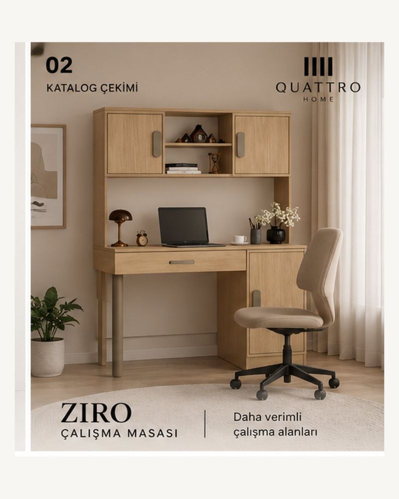ZIRO KİTAPLIKLI ÇALIŞMA MASASI- %100 MDF