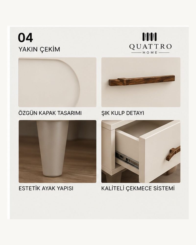 LOCA KOMODİN ÇEKMECELİ-Genişlik: 55 cm Yükseklik: 42 cm Derinlik: 41 cm-%100 MDF