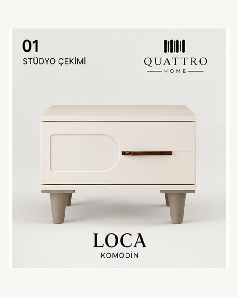 LOCA KOMODİN ÇEKMECELİ-Genişlik: 55 cm Yükseklik: 42 cm Derinlik: 41 cm-%100 MDF