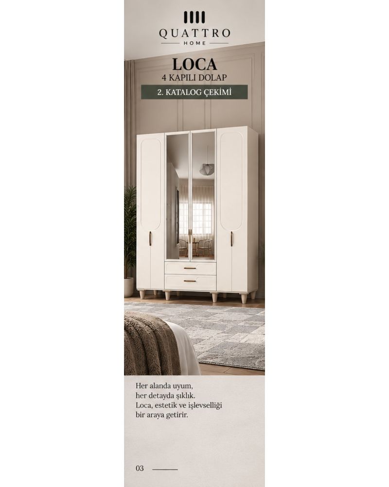 LOCA 4 KAPAKLI DOLAP -Genişlik: 160 cm Yükseklik: 208 cm Derinlik: 54 cm-%100