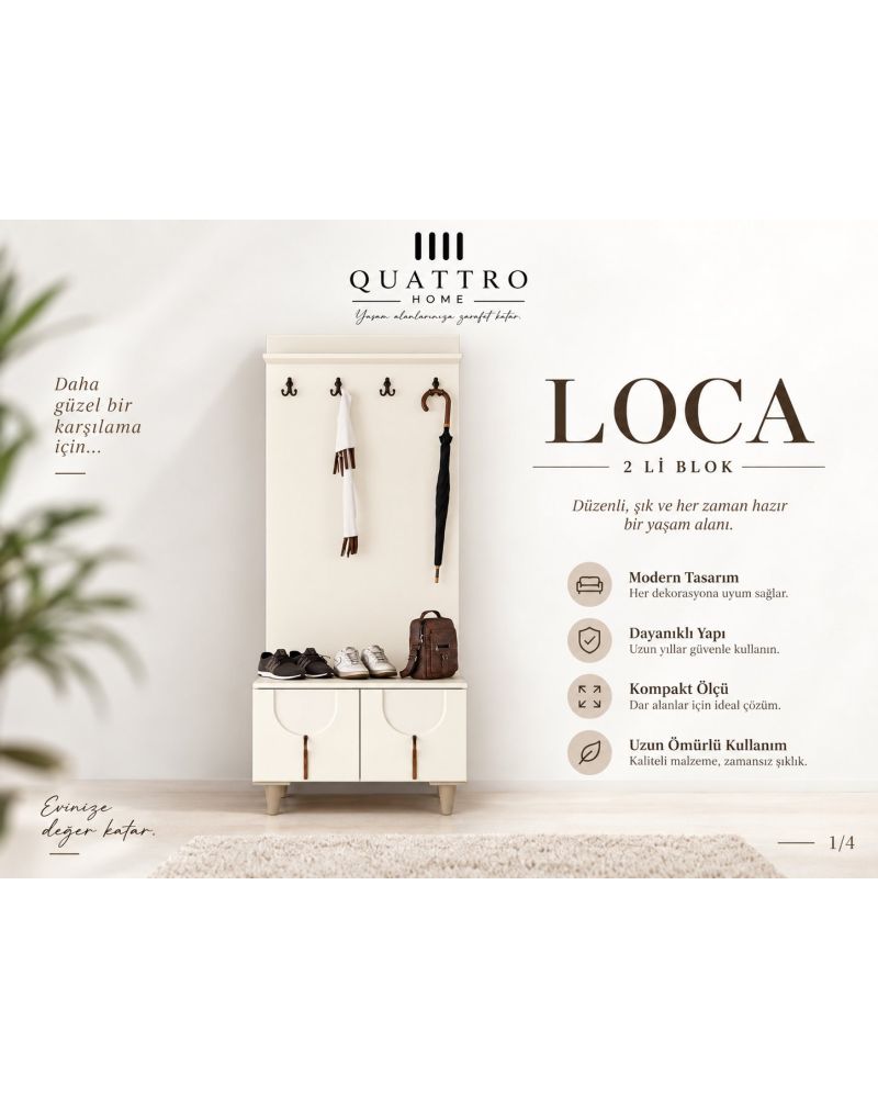 LOCA PORTMANTO VESTİYER-Genişlik: 80 cm Yükseklik: 208 cm Derinlik: 37 cm % 100 mdf