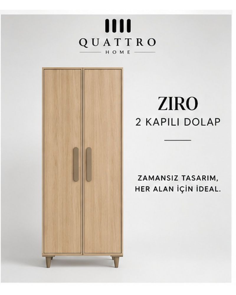 ZIRO 2 KAPAKLI DOLAP-Genişlik 80 cm, yükseklik 208 cm, derinlik 54 cm.-%100 MDF
