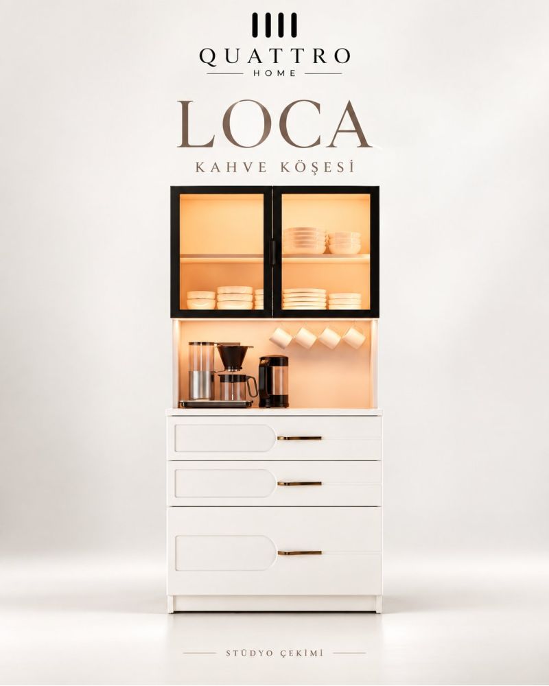 LOCA KAHVE KÖŞESİ -Genişlik: 80 cm Yükseklik: 201 cm Derinlik: 41 cm-%100 MDF
