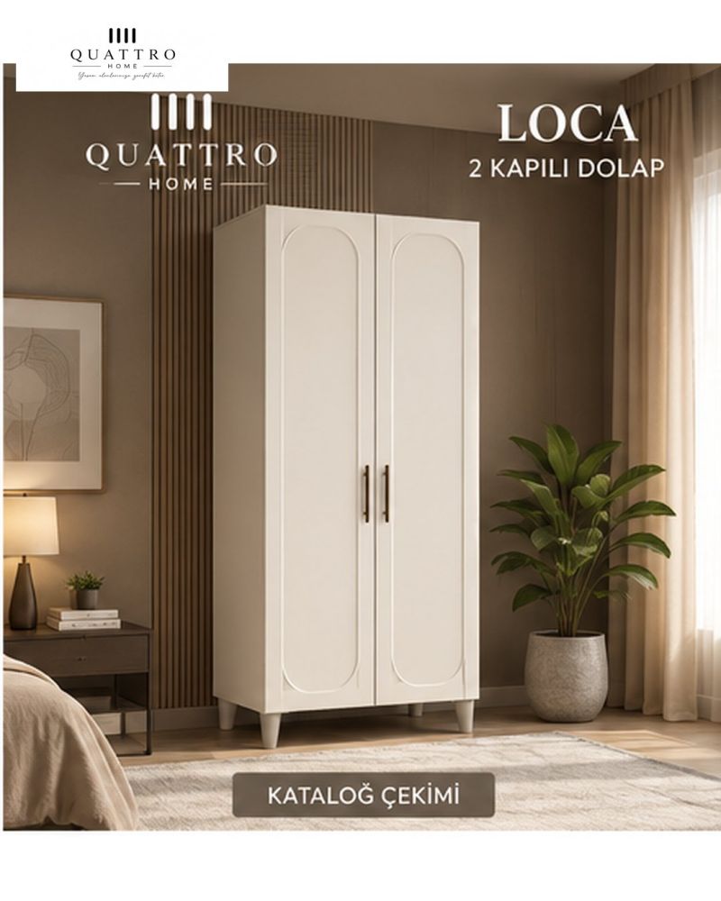 LOCA 2 KAPAKLI DOLAP -Genişlik: 80 cm Yükseklik: 208 cm Derinlik: 54 cm- %100 MDF