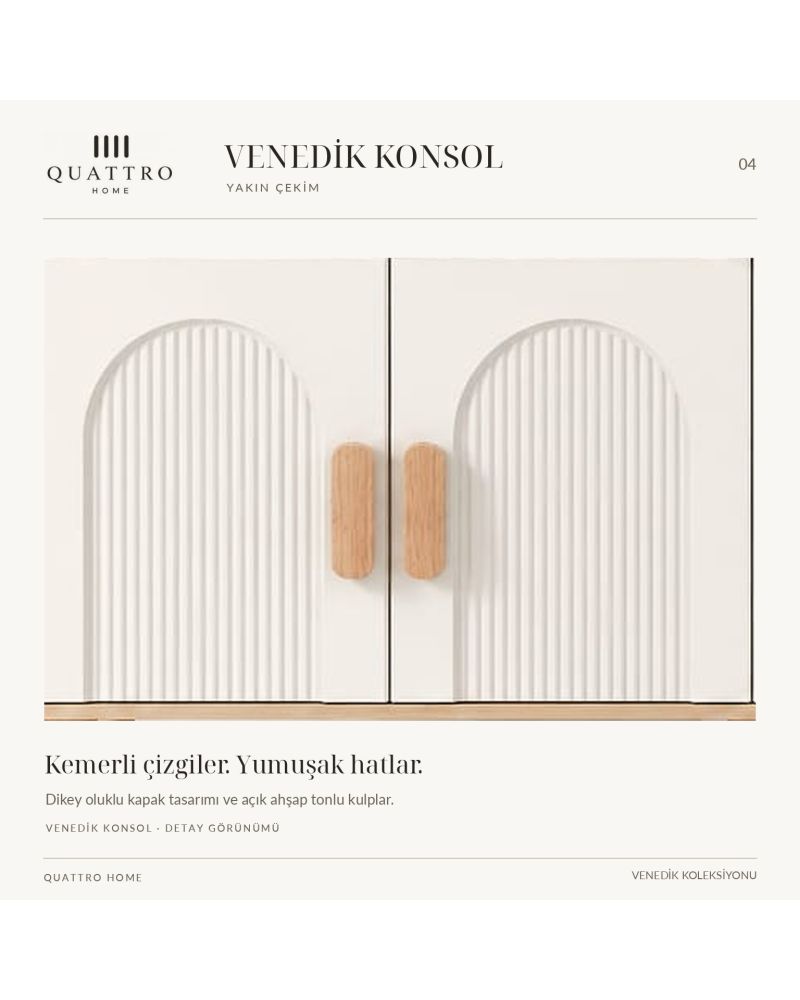 VENEDİK KONSOL KREM- Genişlik 160 cm, yükseklik 80 cm, derinlik 41 cm.% 100 MDF