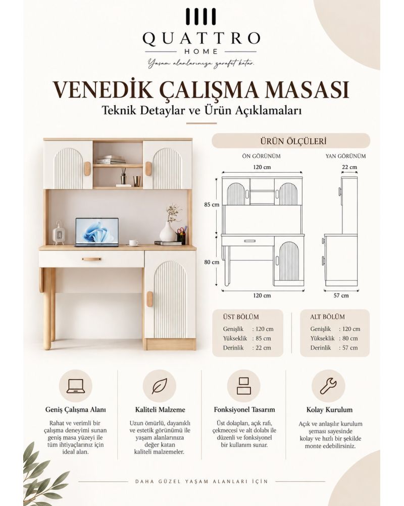 VENEDİK ÇAMAŞIRLIK -% 100 MDF -Genişlik 80 cm, yükseklik 100 cm, derinlik 41 cm.