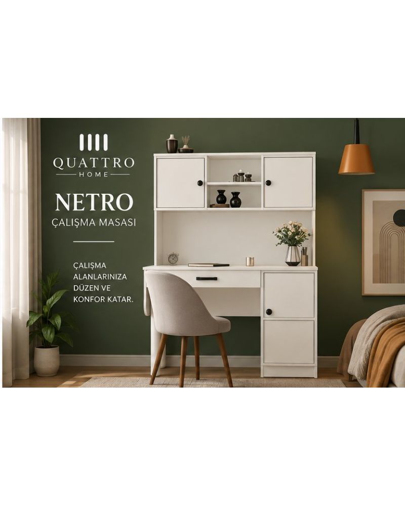 NETRO KİTAPLIKLI ÇALIŞMA MASASI- %100 MDF
