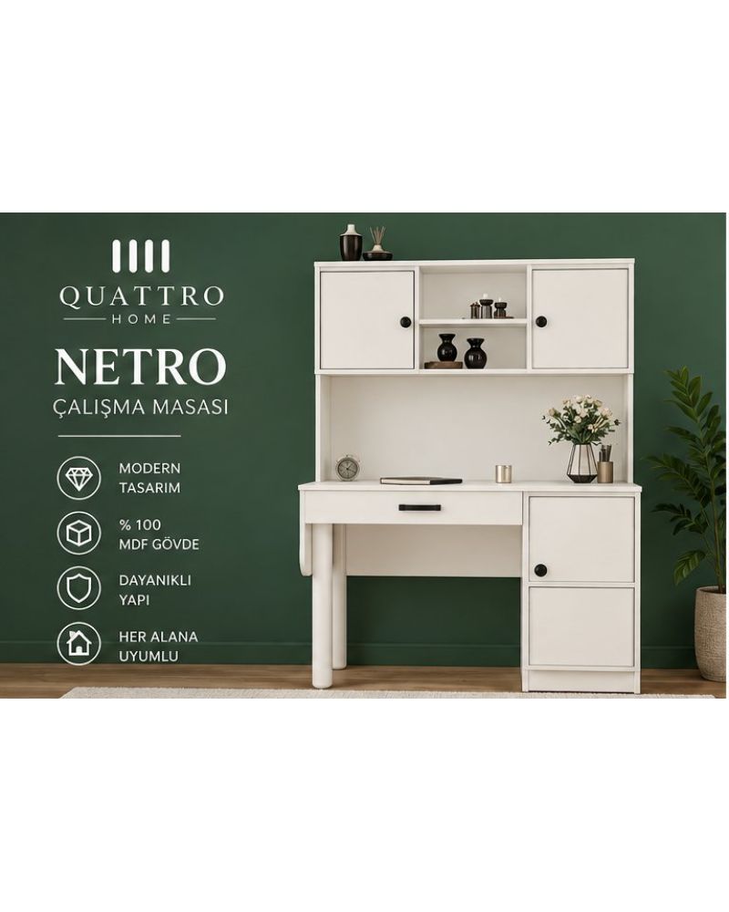 NETRO KİTAPLIKLI ÇALIŞMA MASASI- %100 MDF