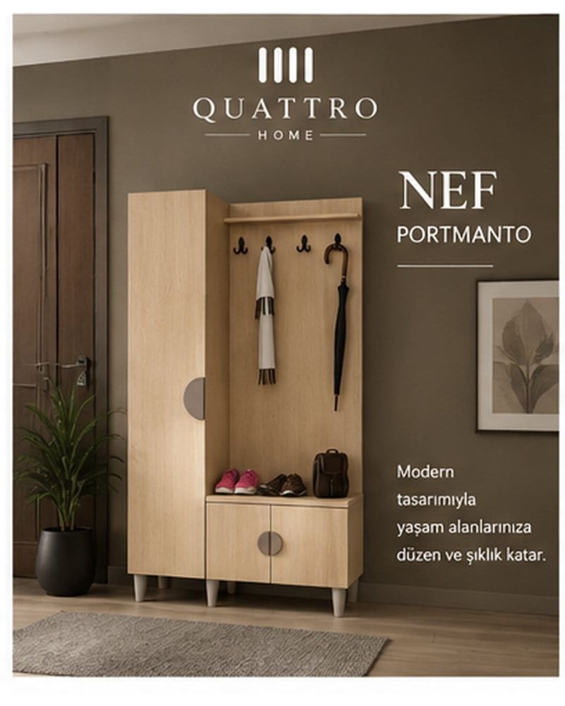 NEF GENİŞ VESTİYER-Genişlik: 120 cm Yükseklik: 208 cm Derinlik: 37 cm- %100 MDF