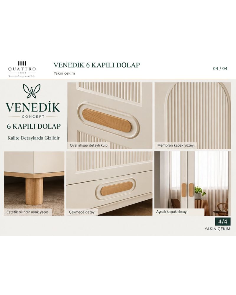 VENEDİK 6 KAPAKLI DOLAP -%100 MDF