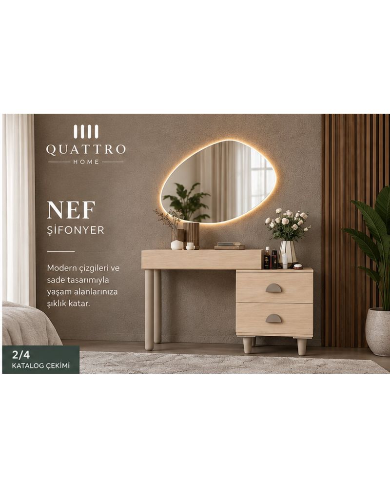 NEF MAKYAJ ODASI-Genişlik: 120 cm Yükseklik: 80 cm Derinlik: 41 cm- %100 MDF