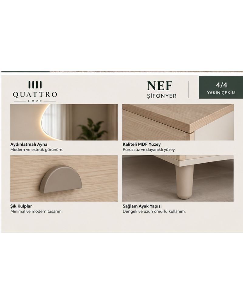 NEF MAKYAJ ODASI-Genişlik: 120 cm Yükseklik: 80 cm Derinlik: 41 cm- %100 MDF