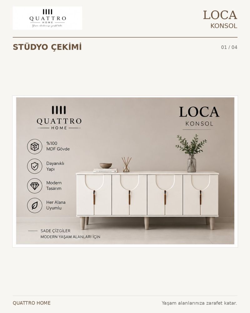 LOCA KONSOL DOLAPLI-Genişlik: 160 cm Yükseklik: 80 cm Derinlik: 41 cm-%100 MDF