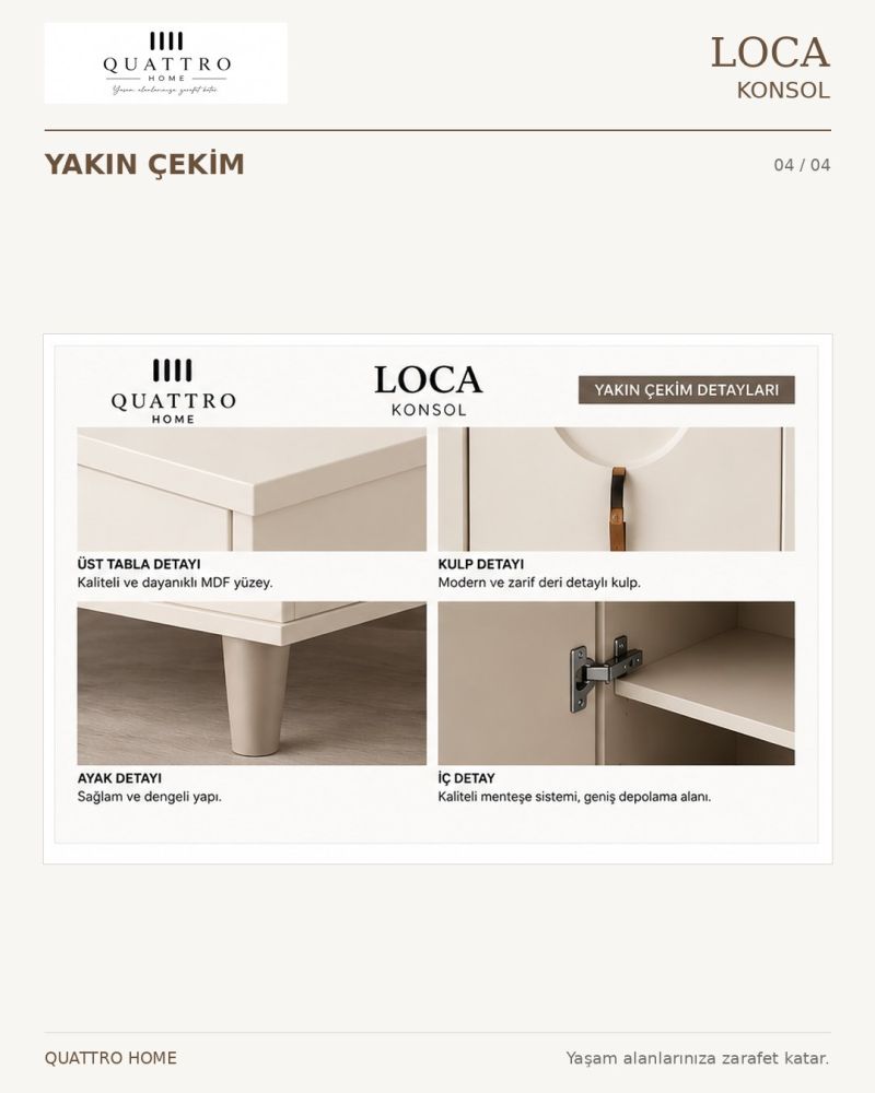 LOCA KONSOL DOLAPLI-Genişlik: 160 cm Yükseklik: 80 cm Derinlik: 41 cm-%100 MDF