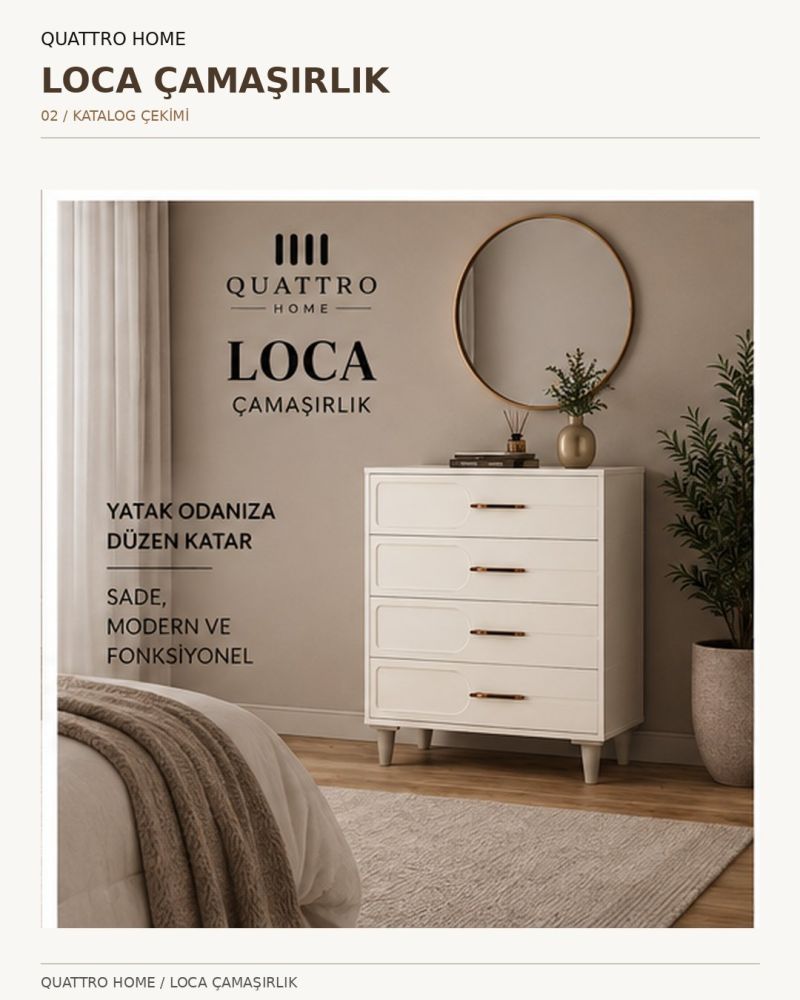 LOCA ŞİFONYER ÇEKMECELİ-Genişlik: 80 cm Yükseklik: 100 cm Derinlik: 41 cm-%100 MDF