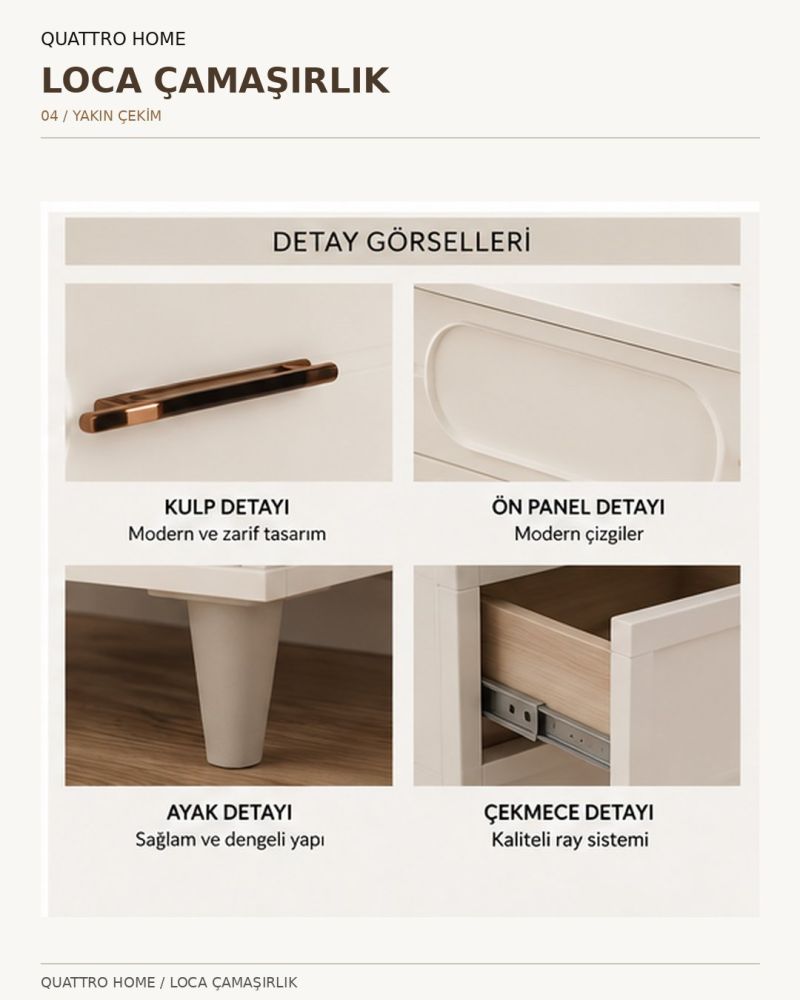 LOCA ŞİFONYER ÇEKMECELİ-Genişlik: 80 cm Yükseklik: 100 cm Derinlik: 41 cm-%100 MDF