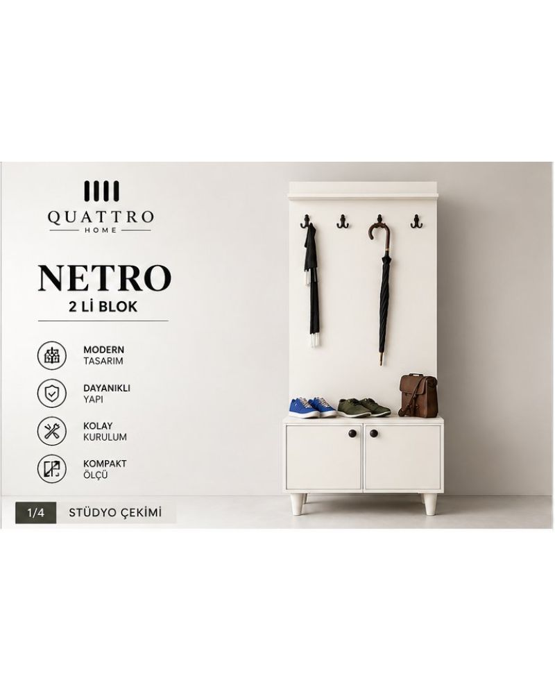NETRO VESTİYER BEYAZ -Genişlik: 80 cm Yükseklik: 208 cm Derinlik: 37 cm-%100 MDF