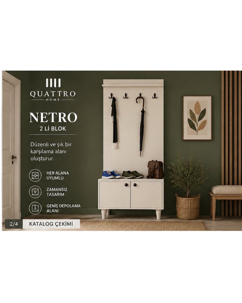 NETRO VESTİYER BEYAZ -Genişlik: 80 cm Yükseklik: 208 cm Derinlik: 37 cm-%100 MDF