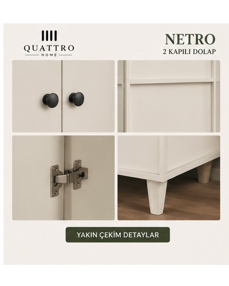 NETRO 2 KAPAKLI DOLAP -Genişlik: 80 cm Yükseklik: 208 cm Derinlik: 54 cm-%100 MDF