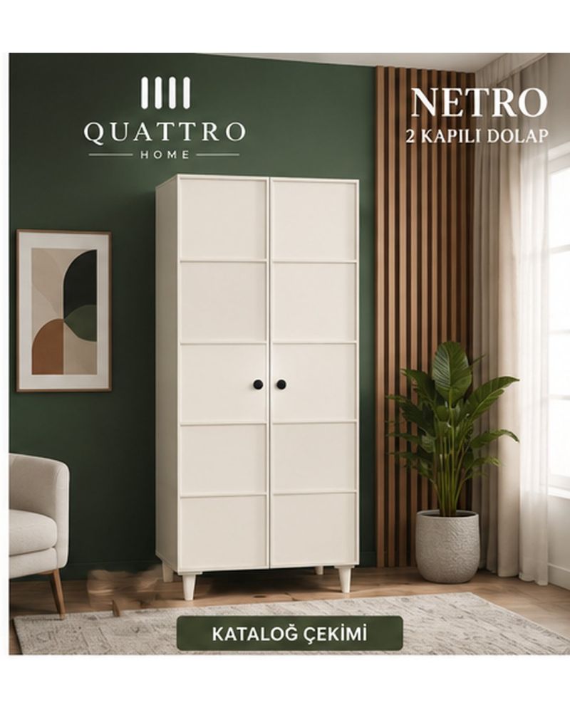 NETRO 2 KAPAKLI DOLAP -Genişlik: 80 cm Yükseklik: 208 cm Derinlik: 54 cm-%100 MDF