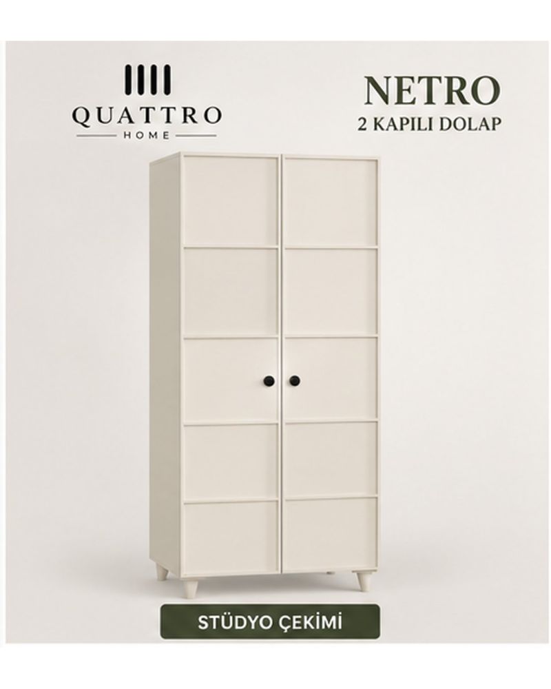 NETRO 2 KAPAKLI DOLAP -Genişlik: 80 cm Yükseklik: 208 cm Derinlik: 54 cm-%100 MDF