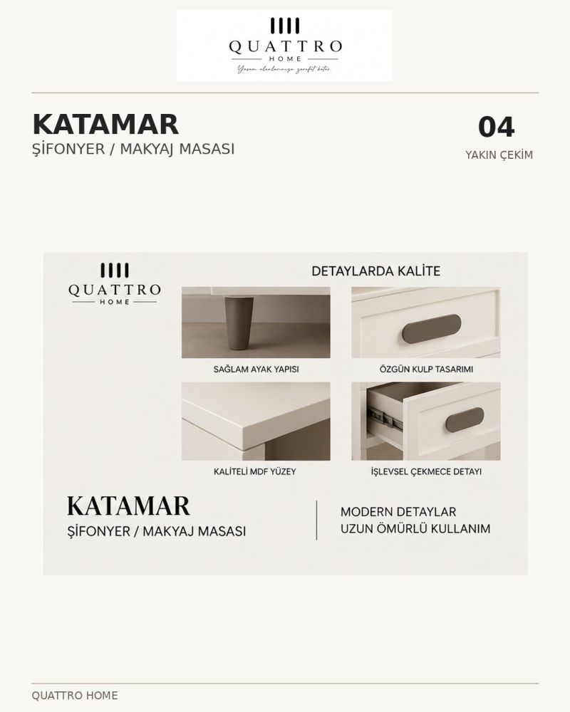 KATAMAR AYNALI MAKYAJ MASASI-Genişlik: 120 cm Yükseklik: 80 cm Derinlik: 41 cm- %100 MDF
