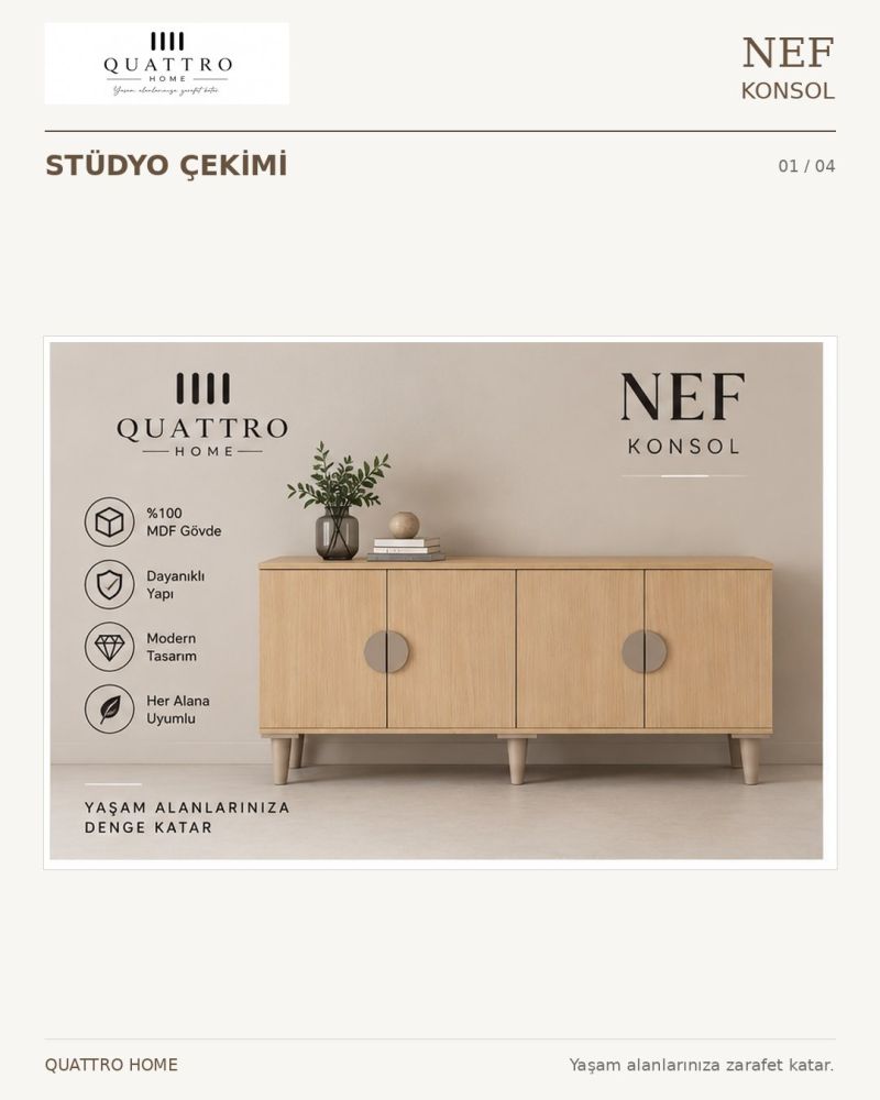 NEF KONSOL KAPAKLI-Genişlik: 160 cm Yükseklik: 80 cm Derinlik: 41 cm-%100 MDF
