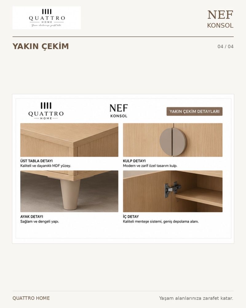 NEF KONSOL KAPAKLI-Genişlik: 160 cm Yükseklik: 80 cm Derinlik: 41 cm-%100 MDF