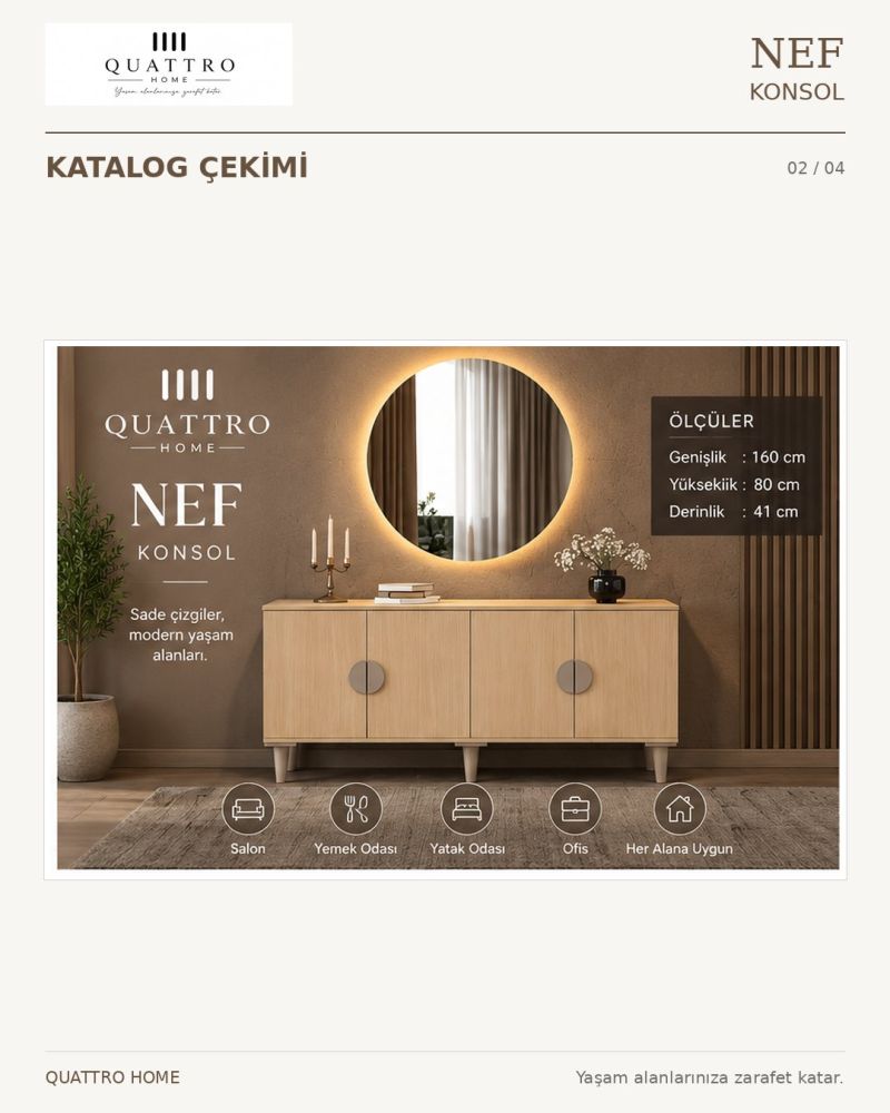 NEF KONSOL KAPAKLI-Genişlik: 160 cm Yükseklik: 80 cm Derinlik: 41 cm-%100 MDF