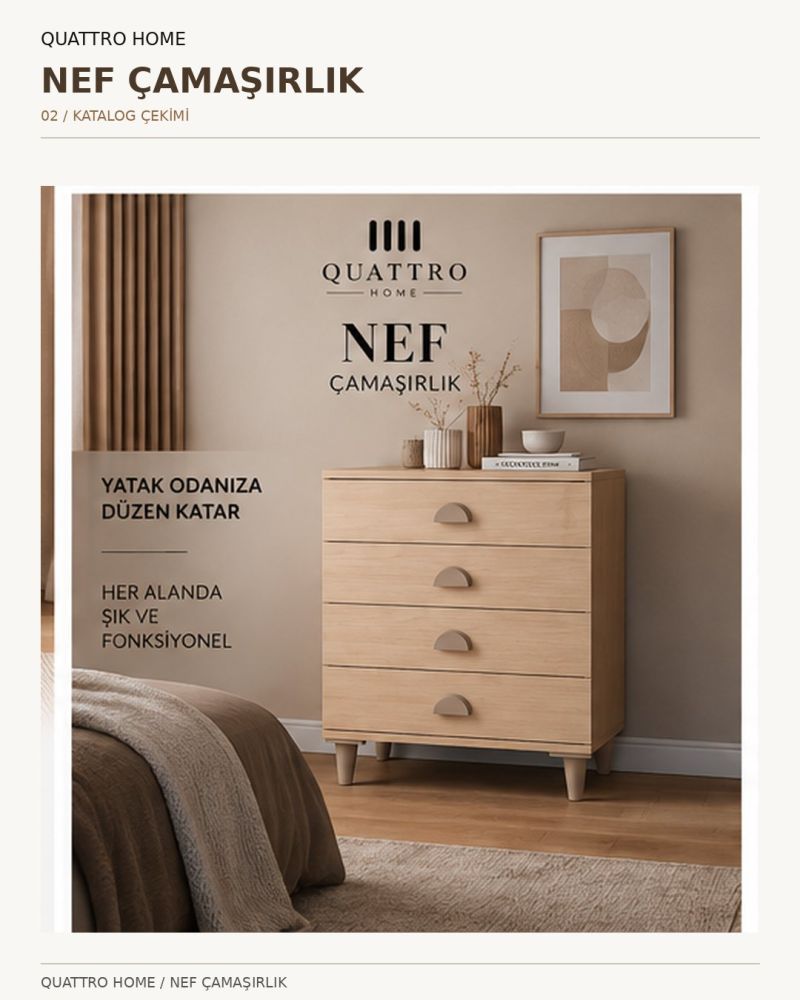 NEF ÇEKMECELİ ÇAMAŞIRLIK -Genişlik: 80 cm Yükseklik: 100 cm Derinlik: 41 cm-%100 MDF