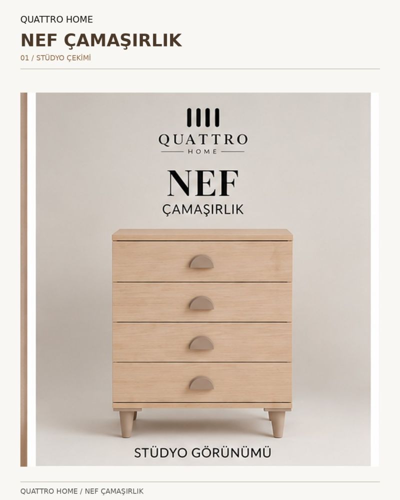 NEF ÇEKMECELİ ÇAMAŞIRLIK -Genişlik: 80 cm Yükseklik: 100 cm Derinlik: 41 cm-%100 MDF