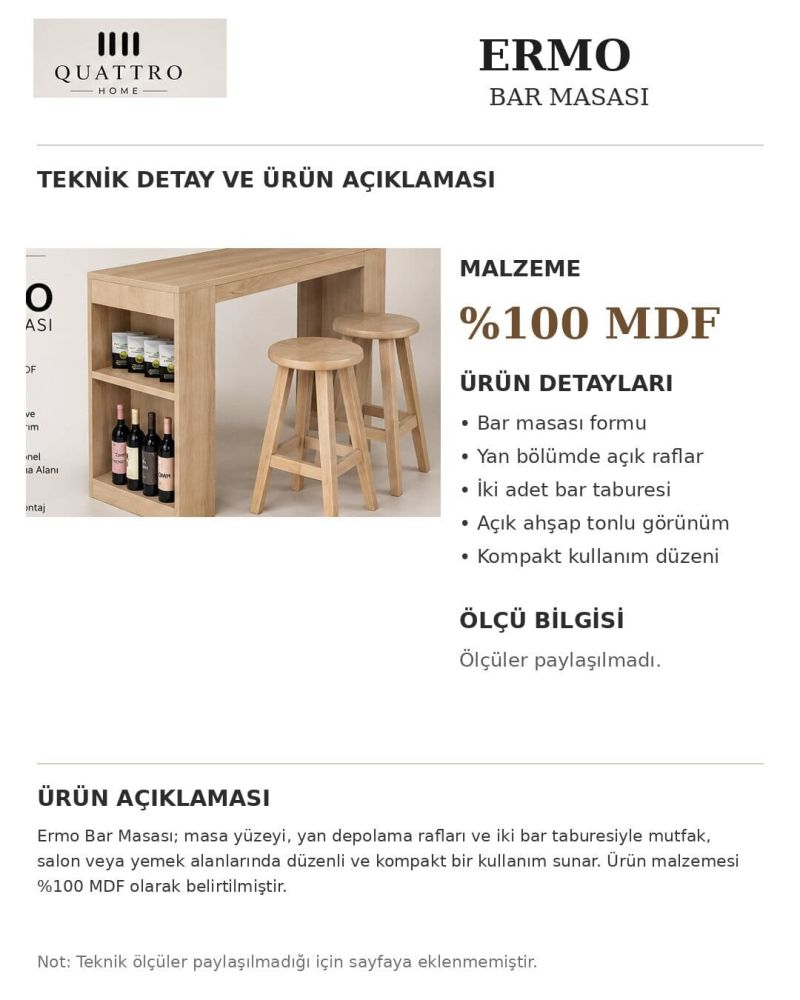 ERMO BAR MASASI % 100 MDF