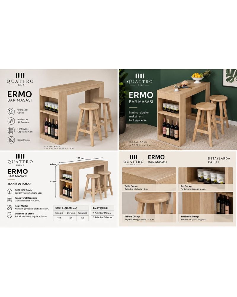 ERMO BAR MASASI % 100 MDF