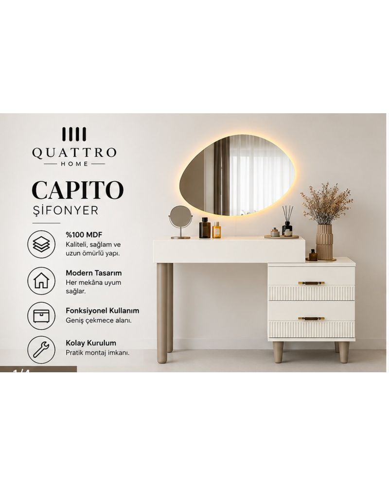 CAPITO ŞİFONYER-Genişlik 120 cm × Yükseklik 80 cm × Derinlik 41 cm-%100 MDF