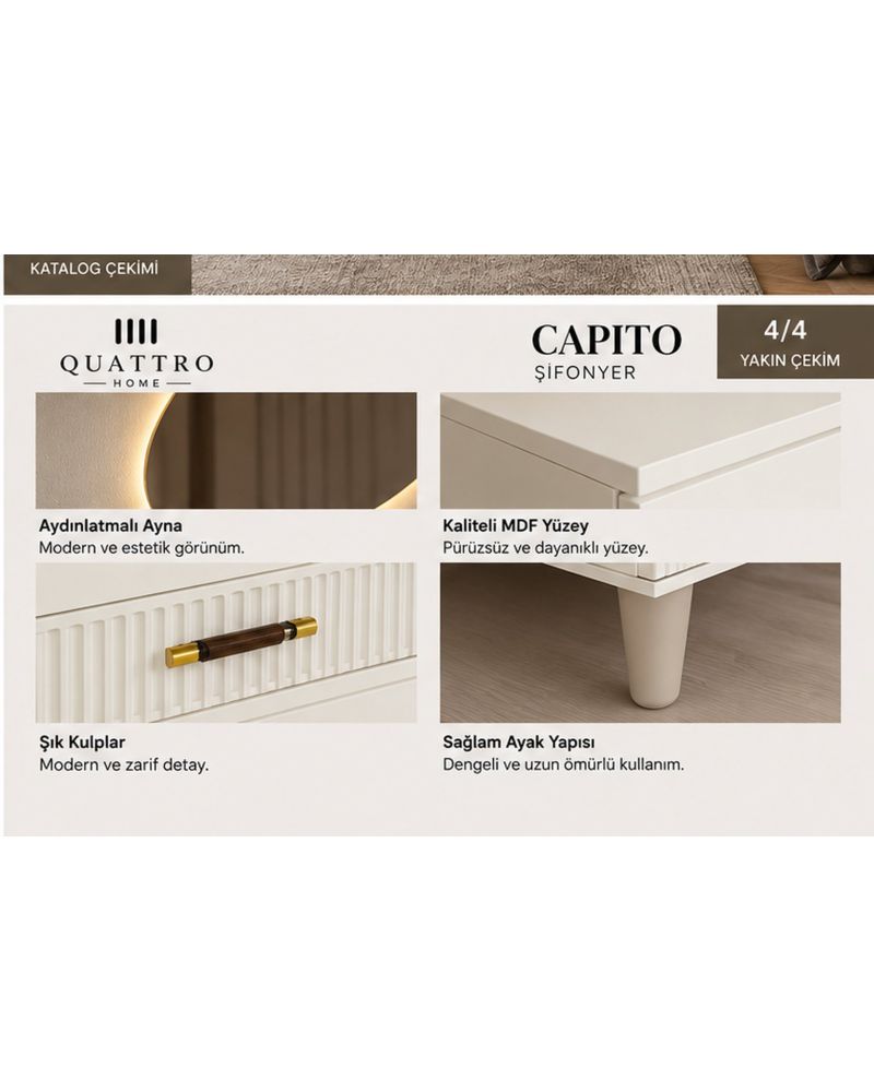 CAPITO ŞİFONYER-Genişlik 120 cm × Yükseklik 80 cm × Derinlik 41 cm-%100 MDF