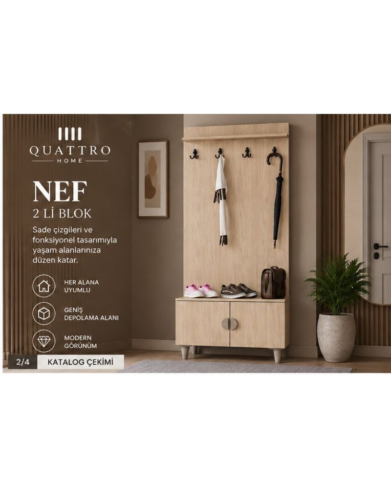NEF VESTİYER PORTMANTO -Genişlik: 80 cm Yükseklik: 208 cm Derinlik: 37 cm-%100 MDF