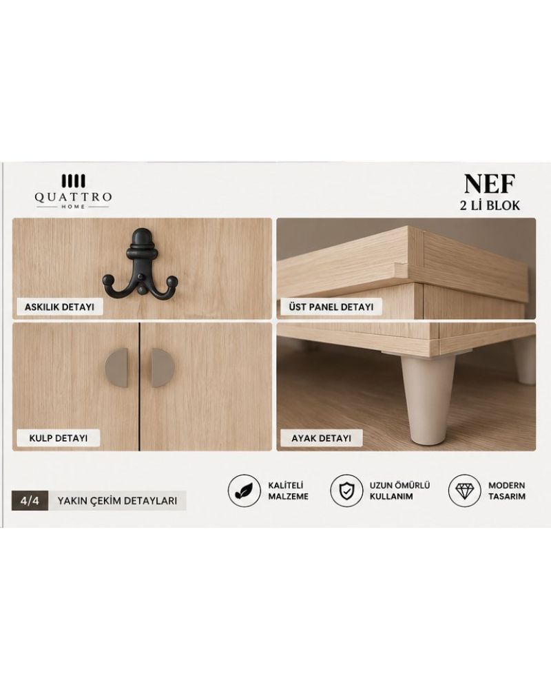 NEF VESTİYER PORTMANTO -Genişlik: 80 cm Yükseklik: 208 cm Derinlik: 37 cm-%100 MDF