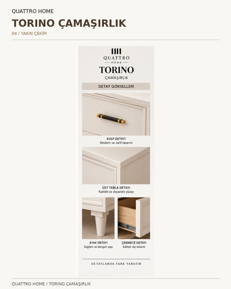 TORINO ÇAMAŞARLIK-Genişlik: 80 cm Yükseklik: 100 cm Derinlik: 41 cm Malzeme: %100 MDF