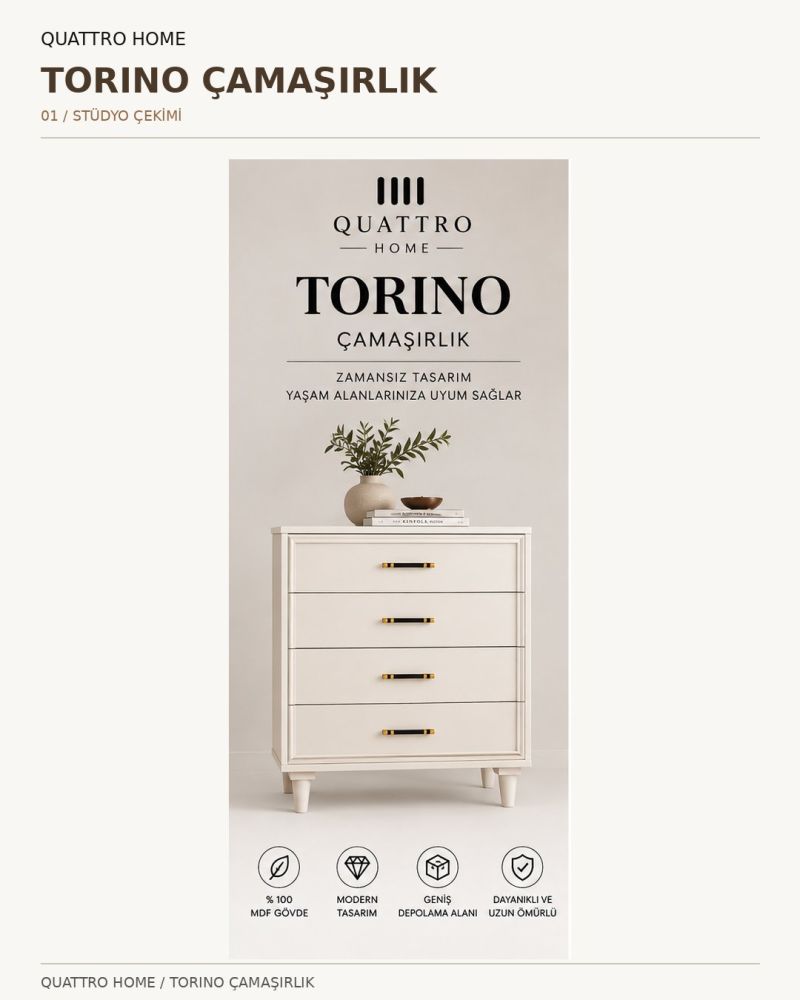 TORINO ÇAMAŞARLIK-Genişlik: 80 cm Yükseklik: 100 cm Derinlik: 41 cm Malzeme: %100 MDF
