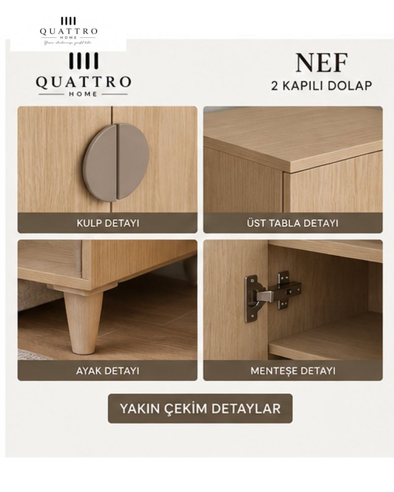 NEF 2 KAPAKLI DOLAP-Genişlik: 80 cm Yükseklik: 208 cm Derinlik: 54 cm-%100 MDF