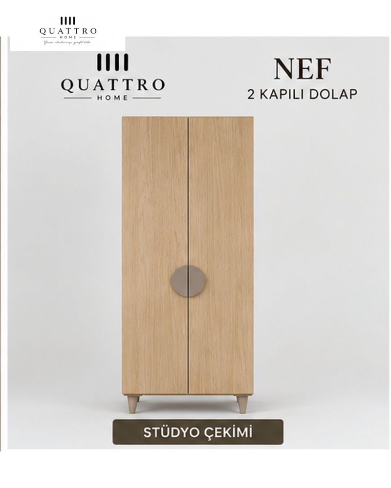 NEF 2 KAPAKLI DOLAP-Genişlik: 80 cm Yükseklik: 208 cm Derinlik: 54 cm-%100 MDF