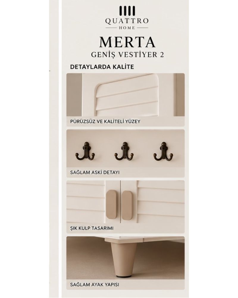 MERTA GENİŞ VESTİYER -Genişlik: 120 cm Yükseklik: 208 cm Derinlik: 37 cm % 100 MDF