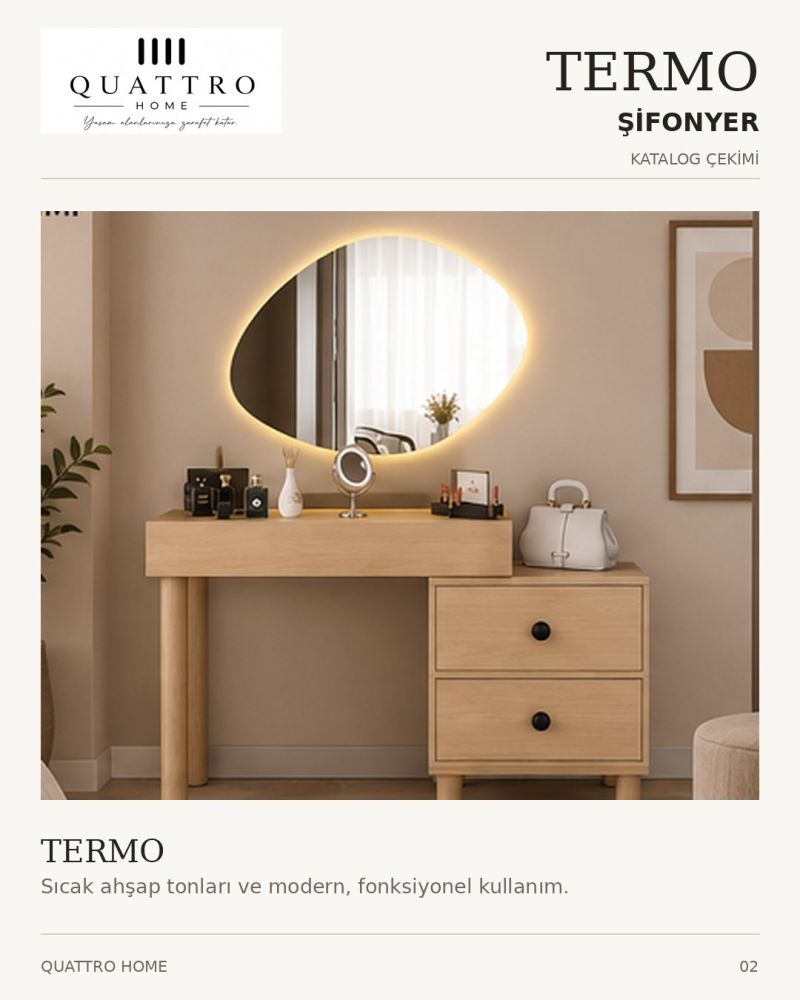 TERMO MAKYAJ MASASI-Genişlik: 120 cm  Yükseklik: 80 cm  Derinlik: 41 cm-%100 MDF