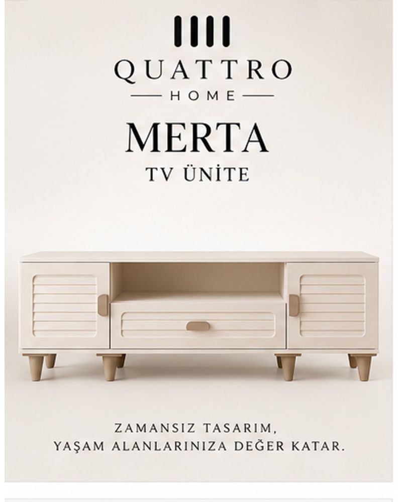 MERTA TV ÜNİTESİ -% 100 MDF-Genişlik: 160 cm Yükseklik: 66 cm Derinlik: 41 cm
