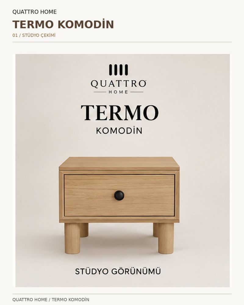 TERMO KOMODİN ÇEKMECELİ-Genişlik: 55 cm  Yükseklik: 42 cm  Derinlik: 41 cm-%100 MDF