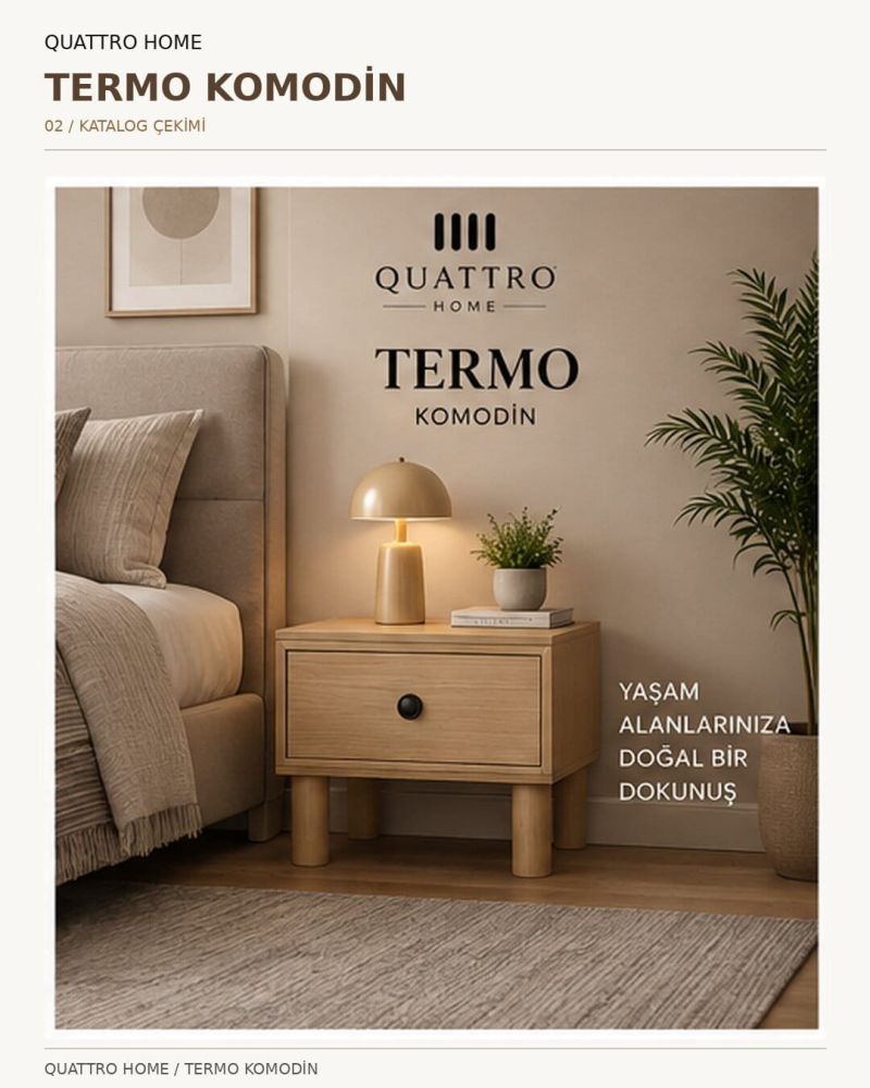 TERMO KOMODİN ÇEKMECELİ-Genişlik: 55 cm  Yükseklik: 42 cm  Derinlik: 41 cm-%100 MDF