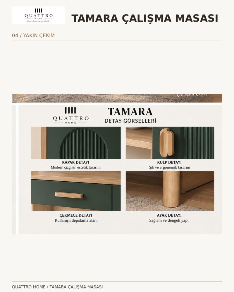 TAMARA KİTAPLIKLI ÇALIŞMA MASASI-%100 MDF