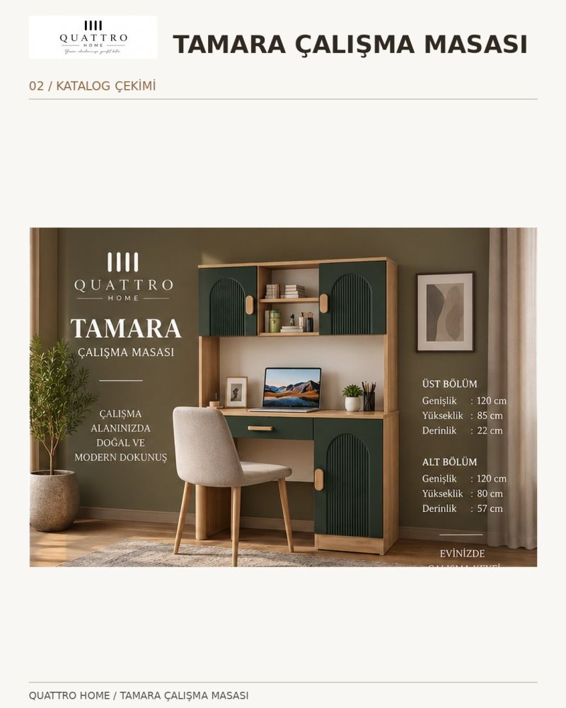 TAMARA KİTAPLIKLI ÇALIŞMA MASASI-%100 MDF