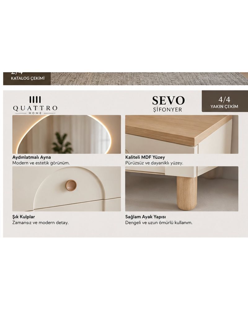 SEVO MAKYAJ MASASI-Genişlik: 120 cm  Yükseklik: 80 cm  Derinlik: 41 cm-%100 MDF
